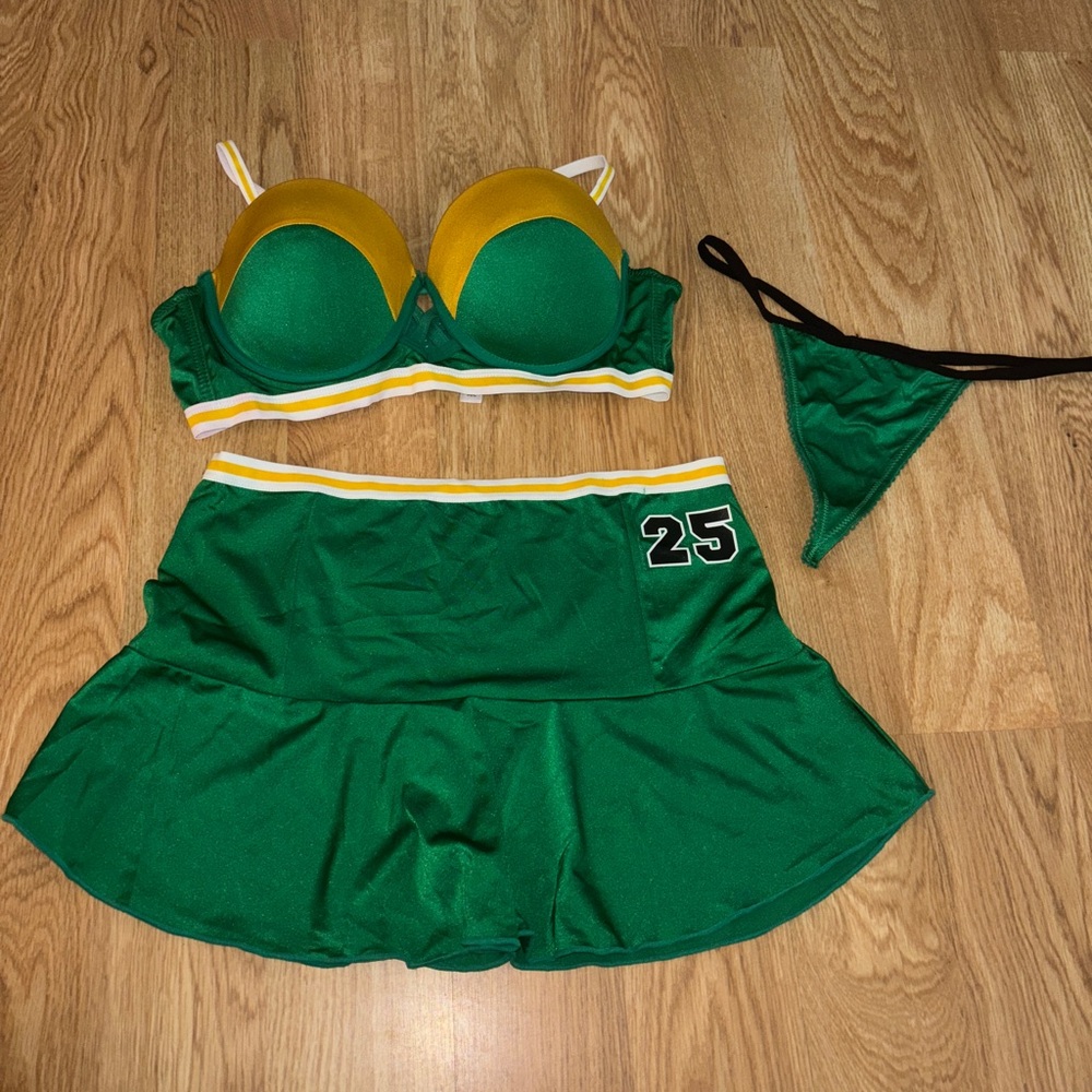 Fashion Nova Green and Gold Outfit Set